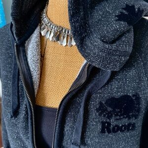 Roots Salt & Pepper Sweatsuit Set Beaver Logo Full Zip Hoodie Joggers L